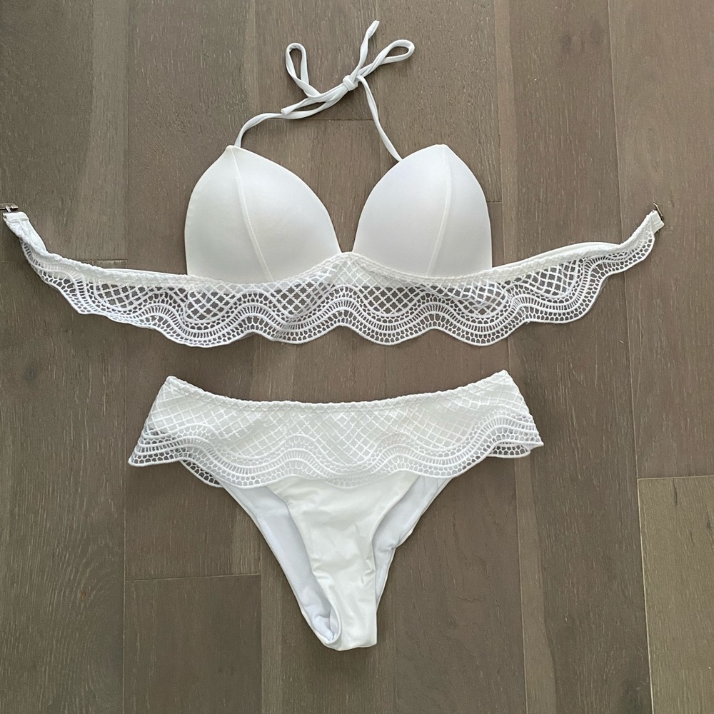White bridal bikini swim suit